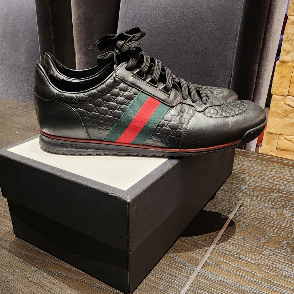 Gucci Men's Size Black 10 SL73 Guccissima Leather Sneaker